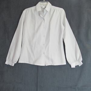 Vintage Alice Stuart Top Womens Size 8 White Button Up Long Sleeve Blouse Work